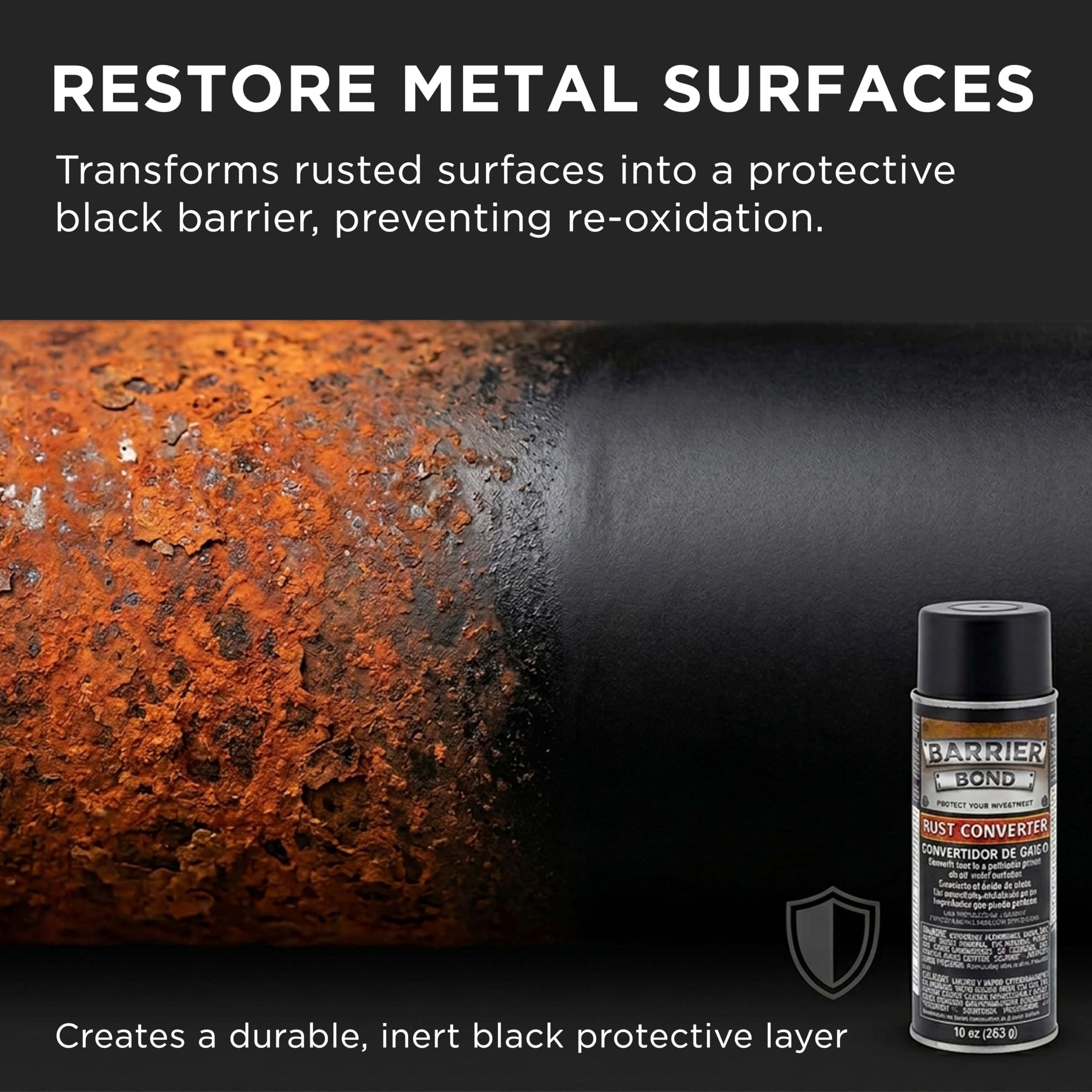 Custom Shop Barrier Bond close-up of black converted rust texture for protection