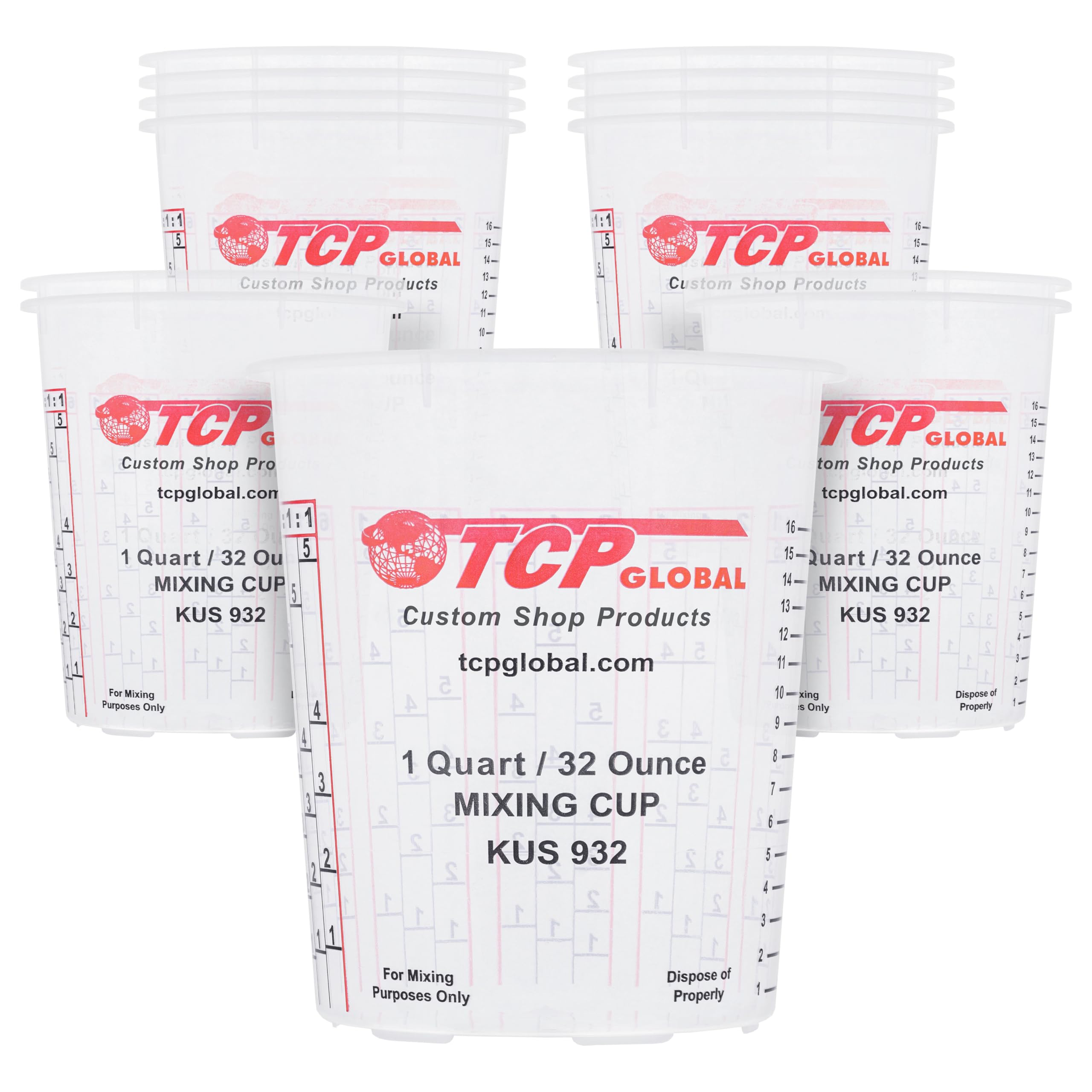 Custom Shop front view of 12-pack 32 oz cups showing product quantity and shape benefit: organized supply