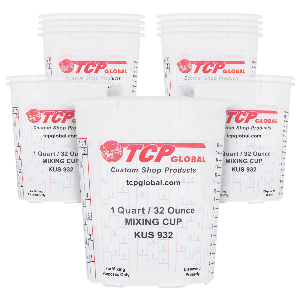 Custom Shop front view of 12-pack 32 oz cups showing product quantity and shape benefit: organized supply