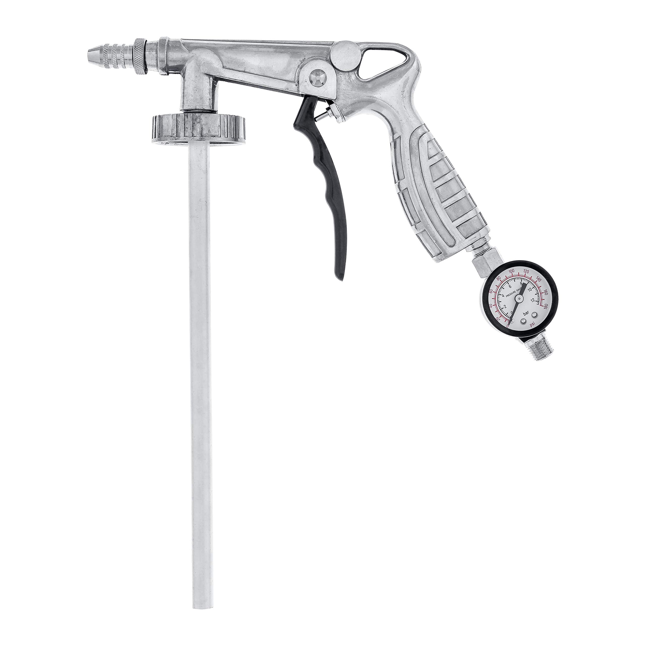 Custom Shop spray gun and regulator close view highlighting precise pressure control for even coats