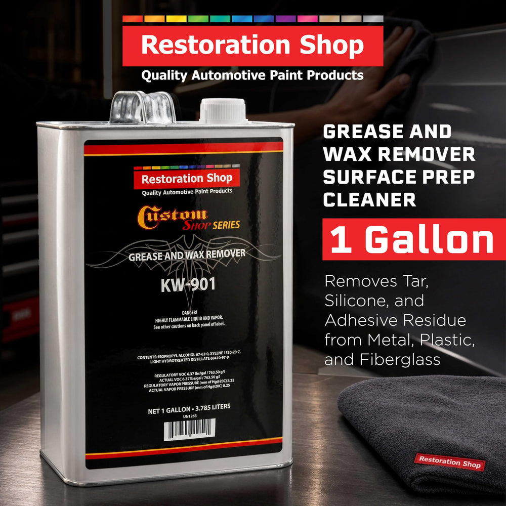 Custom Shop KW901 label detail highlighting directions and features for accurate application and safety