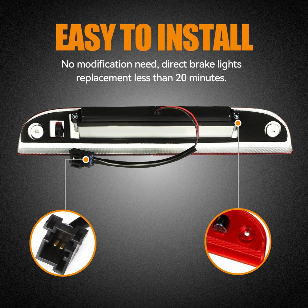 Cxdar brake light beside ruler showing dimensions and easy fitment benefit