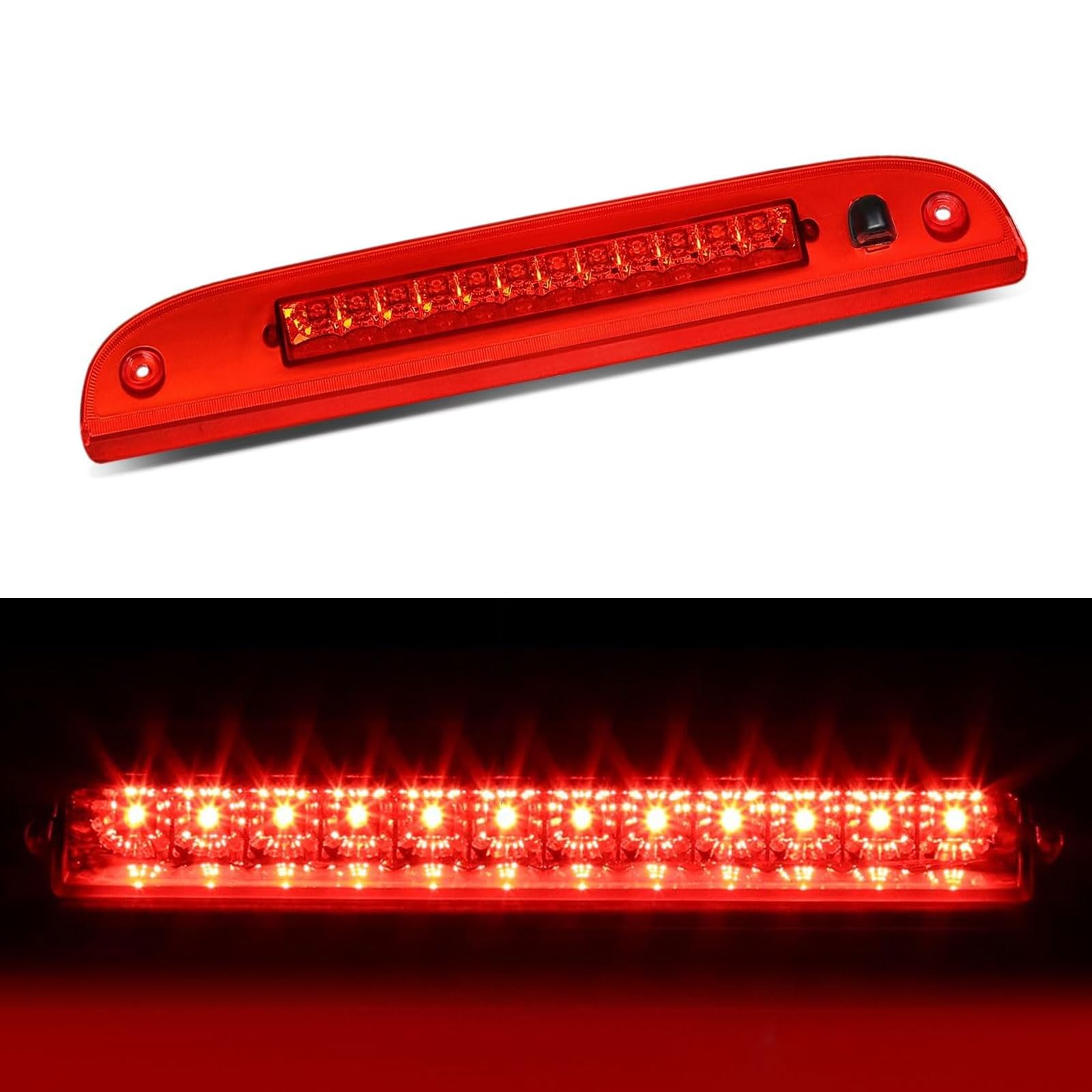 Cxdar front view of third brake light showing fit and visible brake illumination benefit