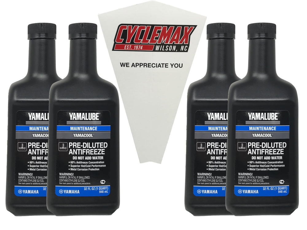 CYCLEMAX front packaging showing four quarts and funnel, convenient refill kit