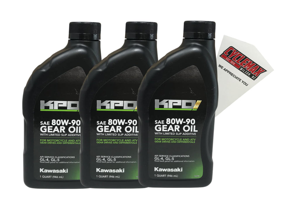 Cyclemax front packaging showing three KPO bottles and funnel for convenient servicing