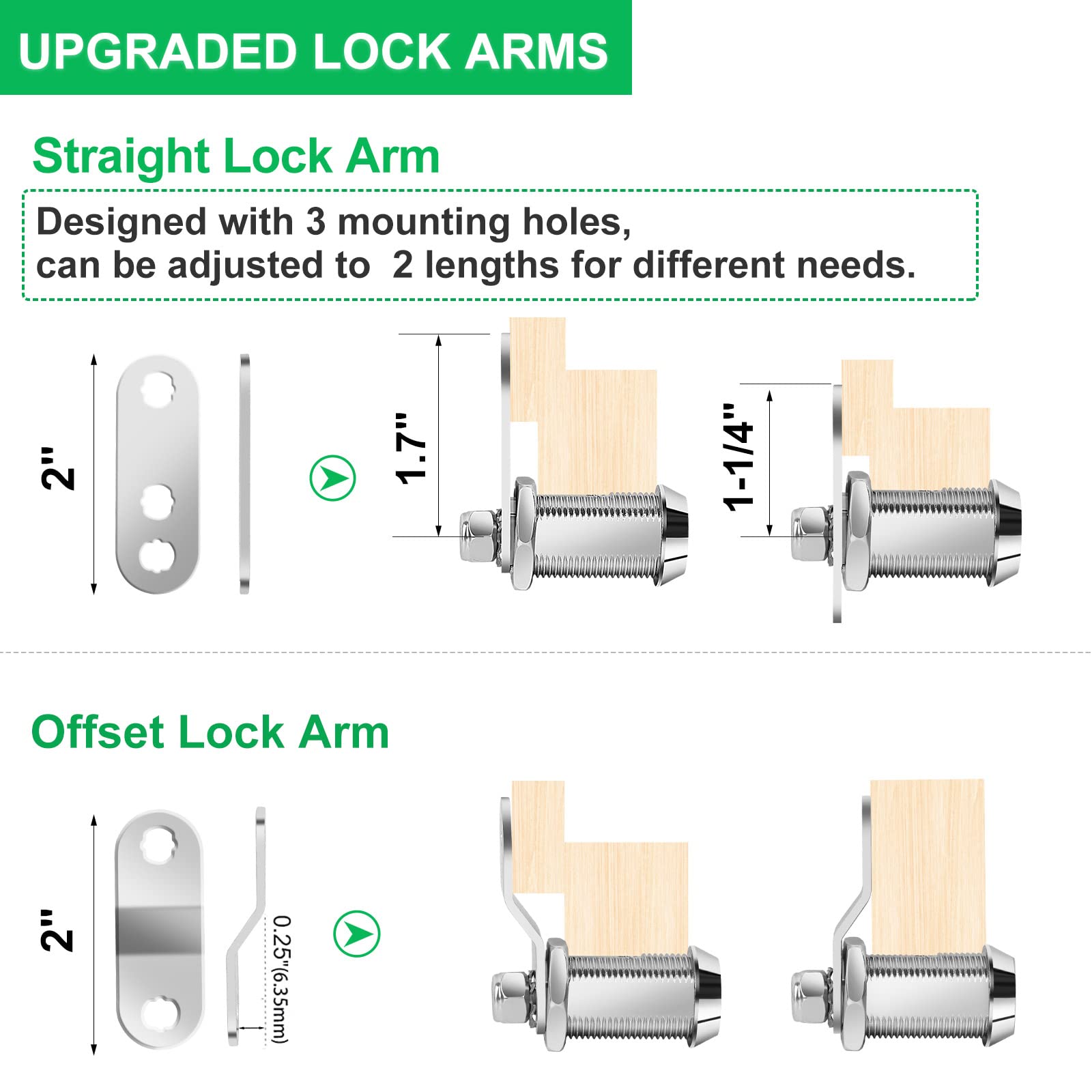 Cylinnda cam arm close-up with adjustable holes for versatile fit