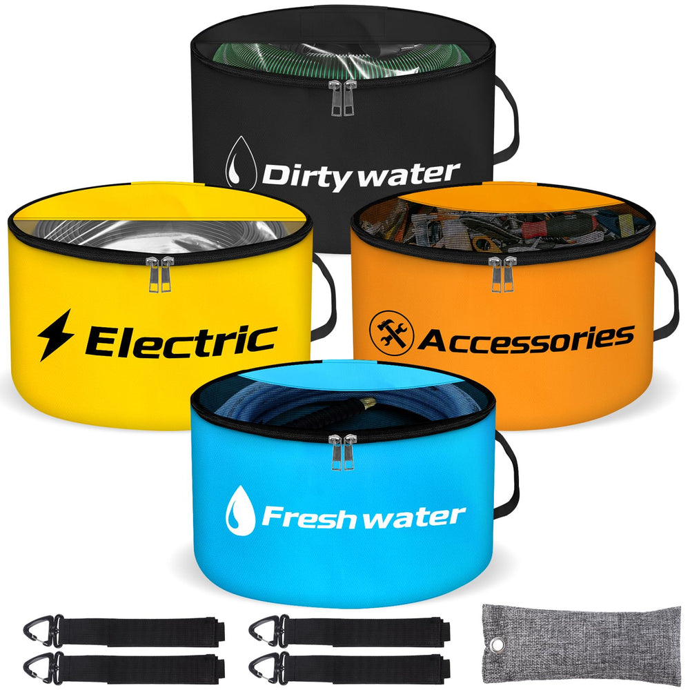 cyrico front packaging showing four color-coded bags and contents for tidy storage