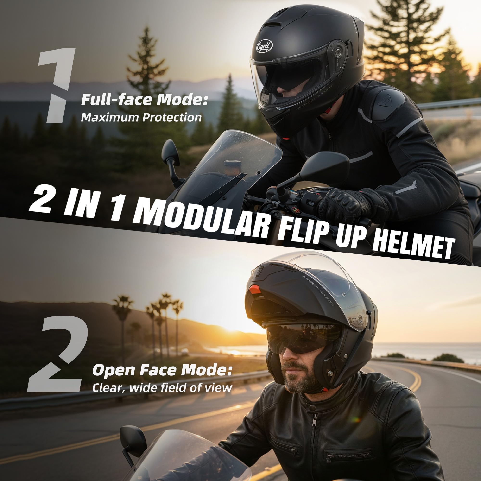 CYRIL inner drop-down sun visor lowered showing glare reduction
