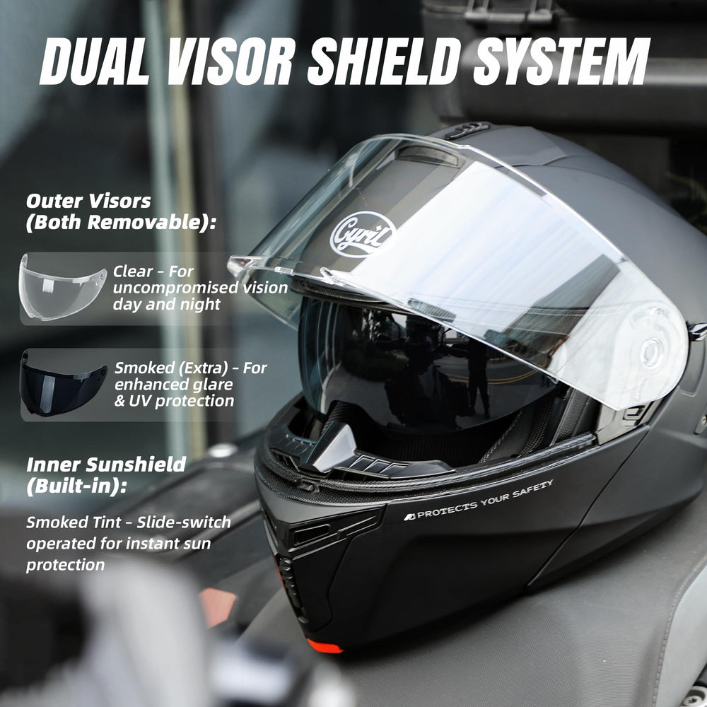 CYRIL closed clear visor displaying full-face protection and visibility