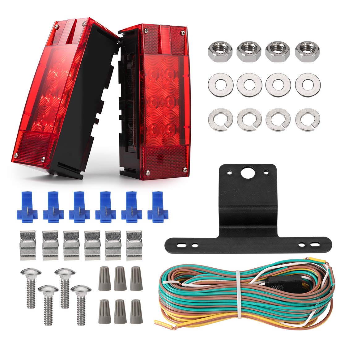 CZC AUTO front view rectangular trailer lights showing compact profile and visibility
