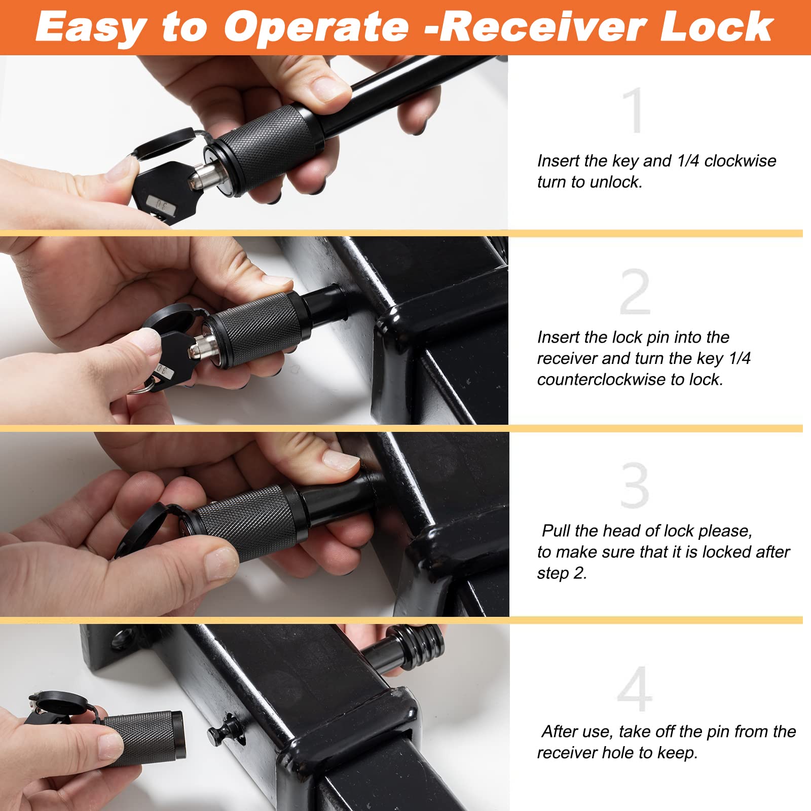 CZC AUTO lock installed in truck receiver demonstrating theft deterrence