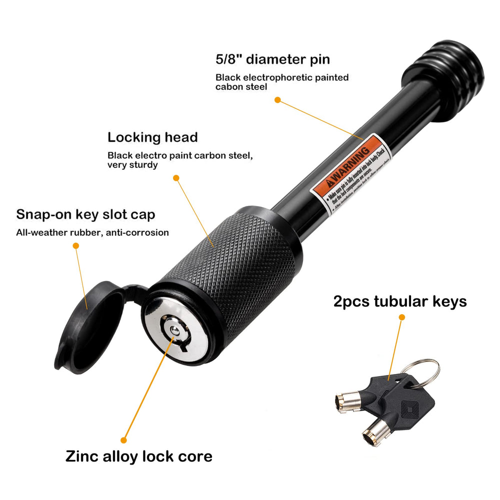 CZC AUTO detailed view of 4-inch pin length showing fit for large receivers