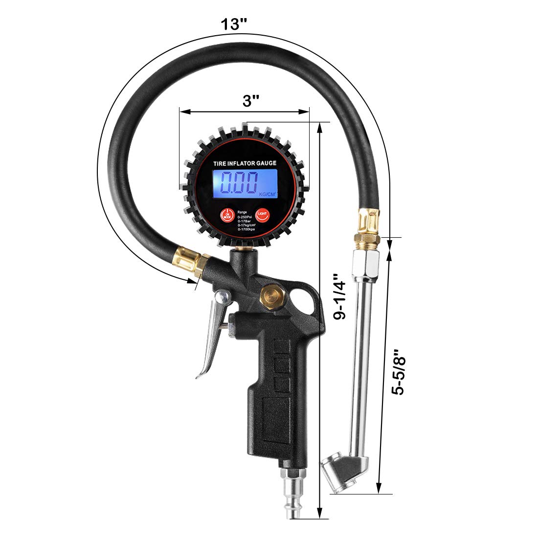CZC AUTO inflator held in hand for scale, portable shop-grade tool