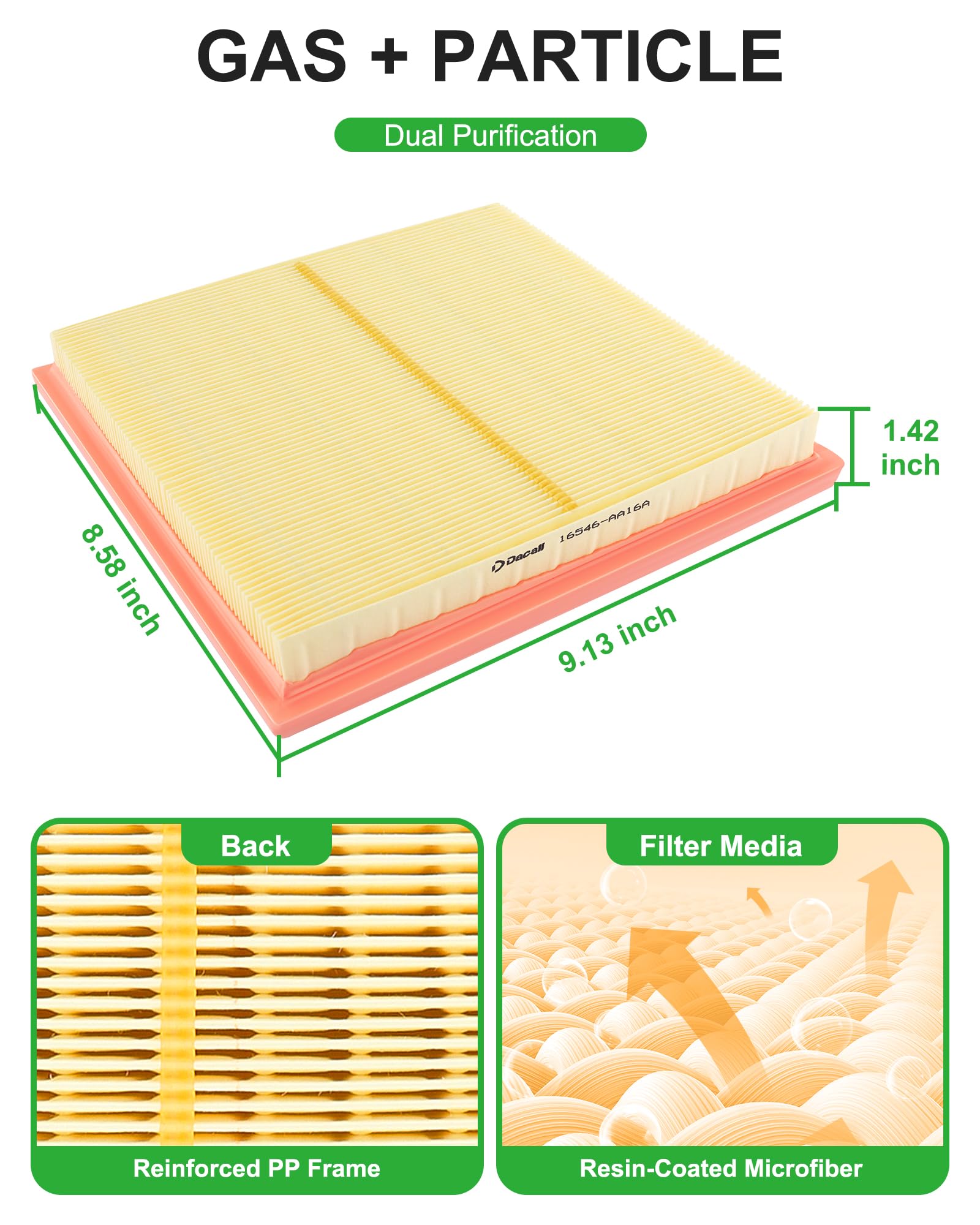 Dacall activated carbon layer macro showing odor reduction and gas adsorption