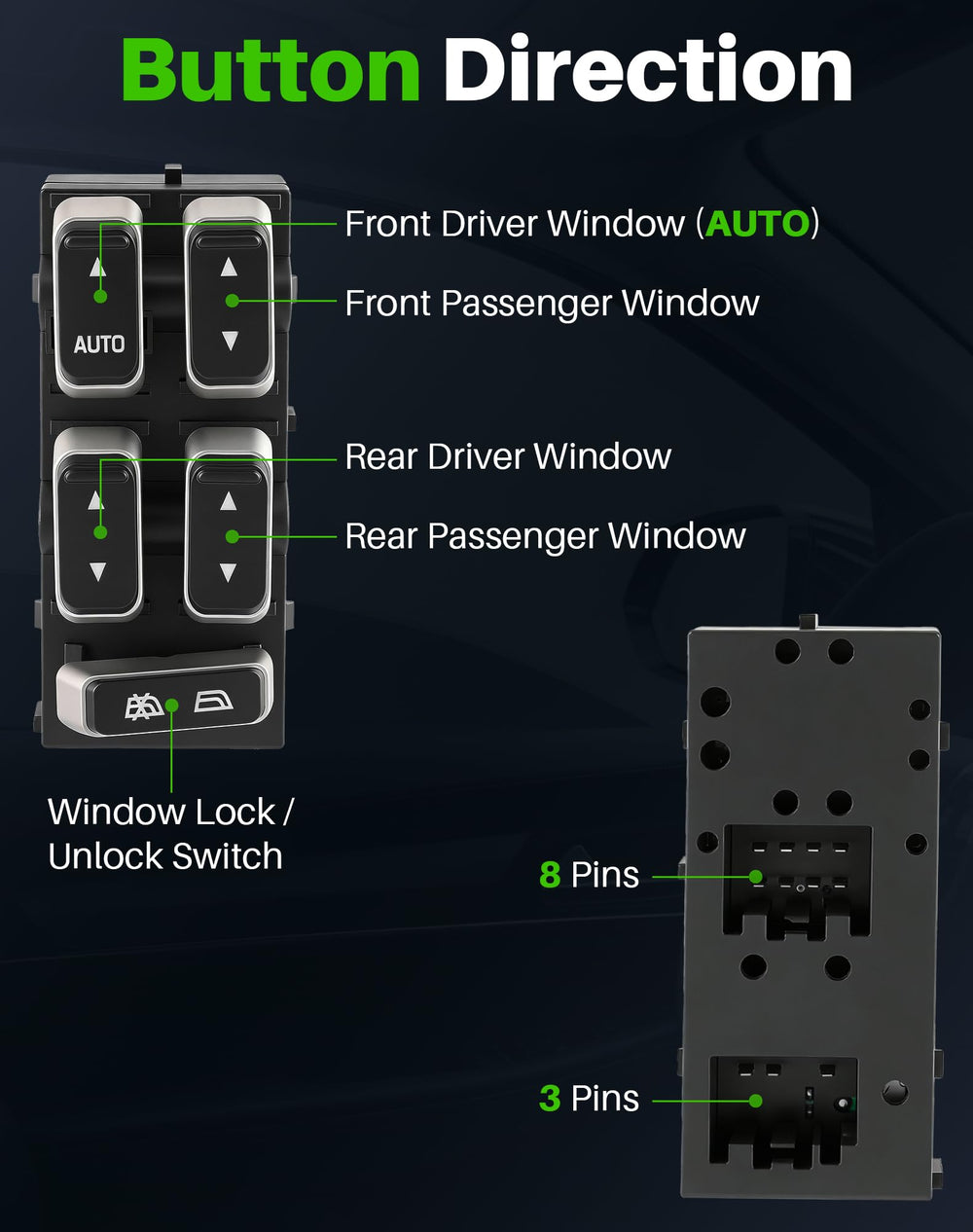 Dacall connector pins detail showing OEM-style plug for simple plug-and-play benefit