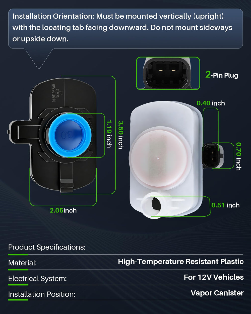 Dacall EVAP pump retail packaging with label for easy part identification benefit
