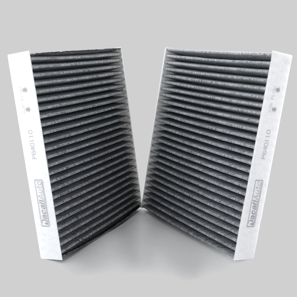 Dacall filter before-and-after dust capture demonstrating particle removal