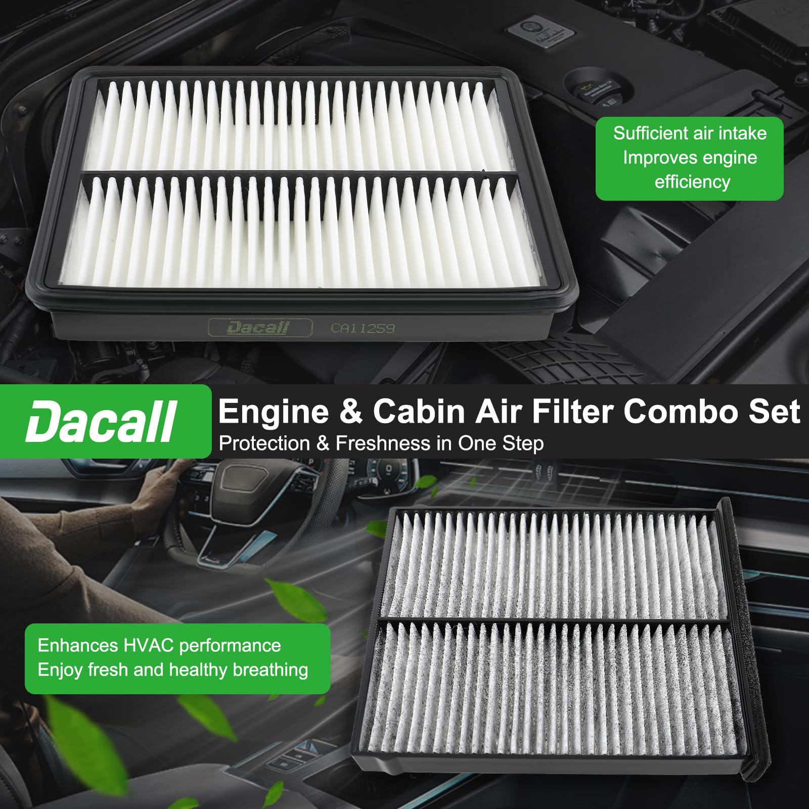 Dacall filters next to ruler showing dimensions for correct fit verification
