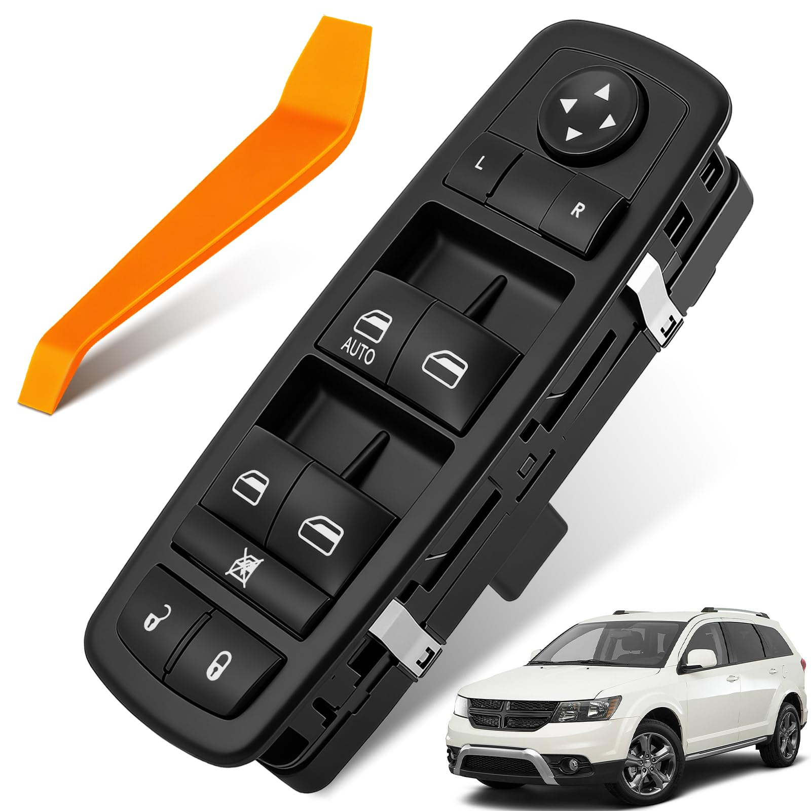 Dacall front driver switch assembly showing form and fit for Dodge Journey, ensuring accurate replacement