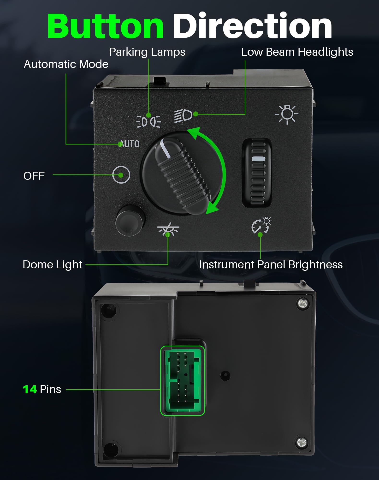 Dacall detailed view of knob and markings for accurate, responsive control