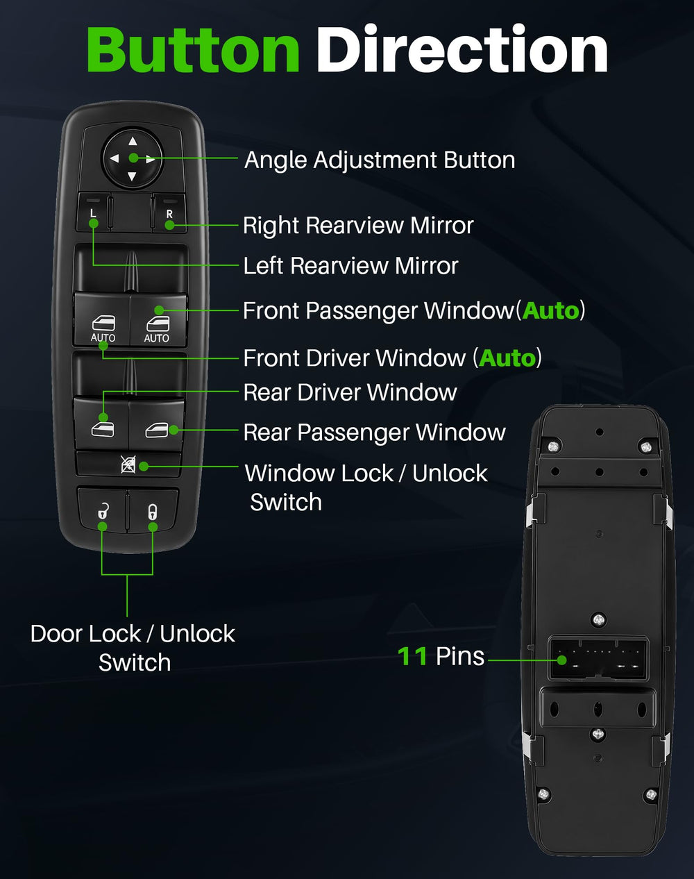 Dacall switch closeup of buttons texture for durable responsive tactile control