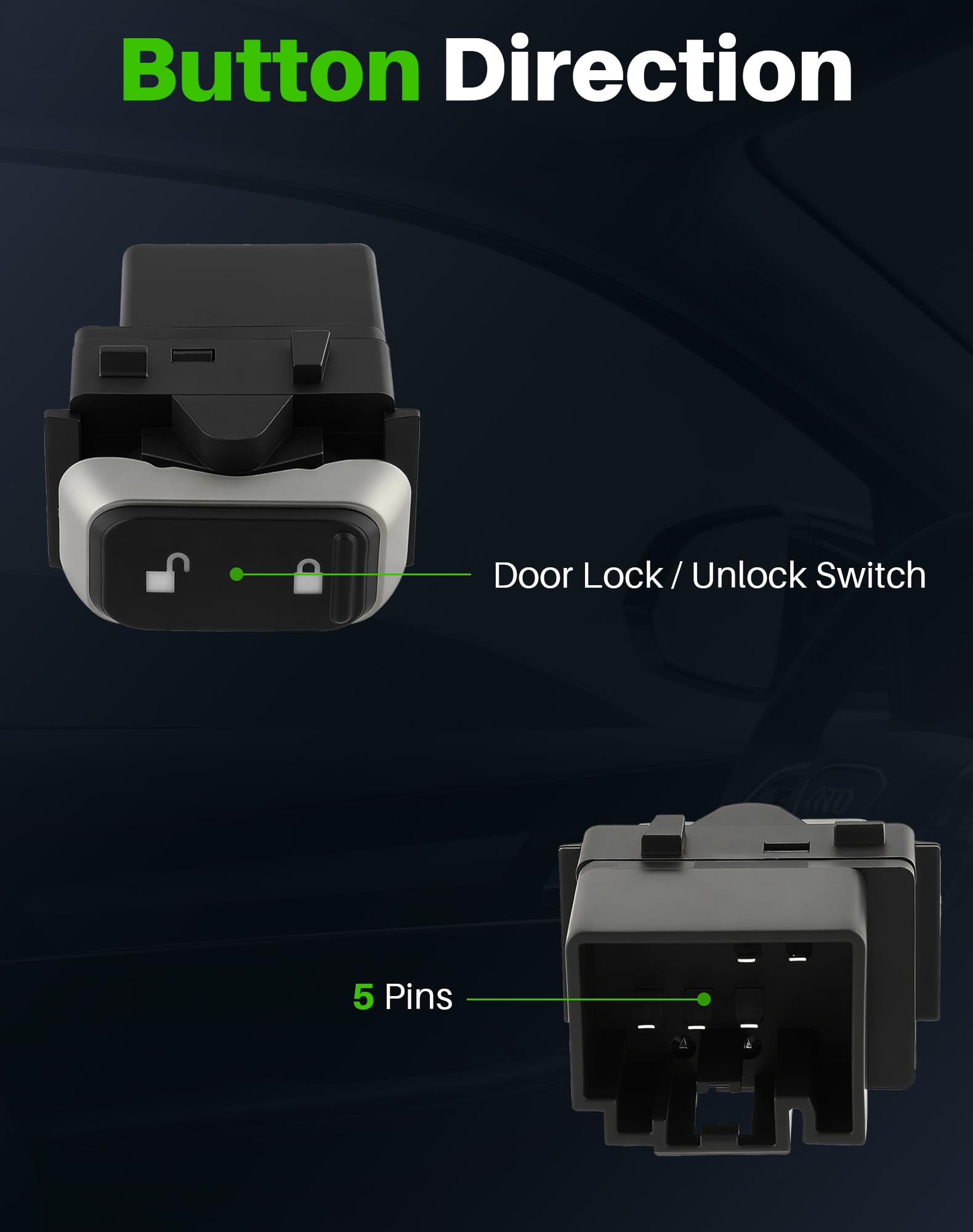 Dacall switch installed in door panel demonstrating correct fit and restored function
