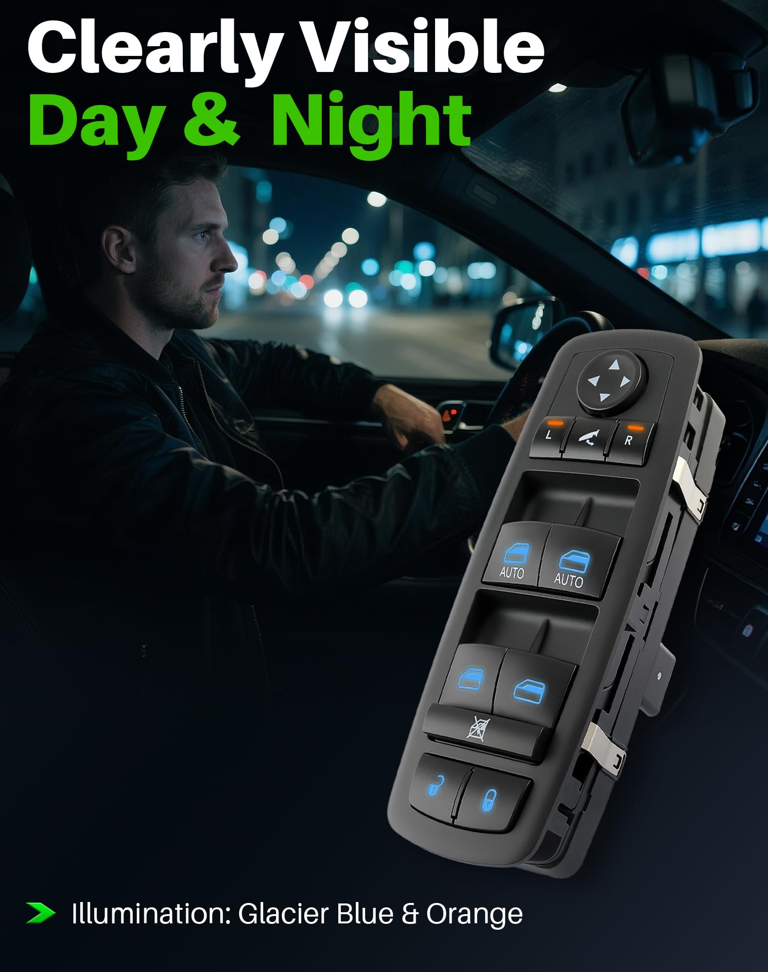 Dacall mirror control close-up showing precise adjustment and folding benefit