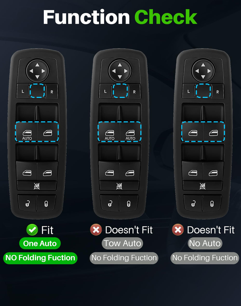 Dacall switch installed in driver door panel demonstrating seamless OEM integration