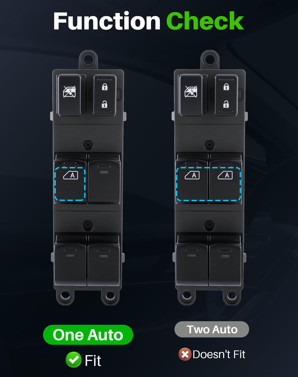Dacall switch next to ruler demonstrating compact size for correct fitment