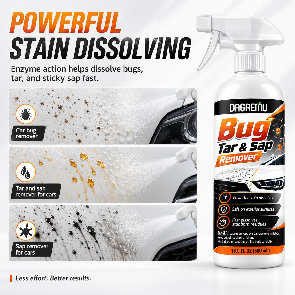 DAGREM U foam on car bumper lifting bug residue for quick removal