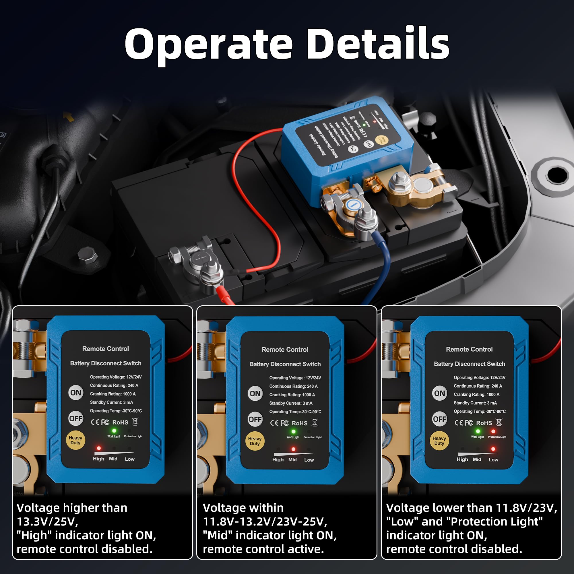 DAIERTEK remote control held in hand for convenient off-on access