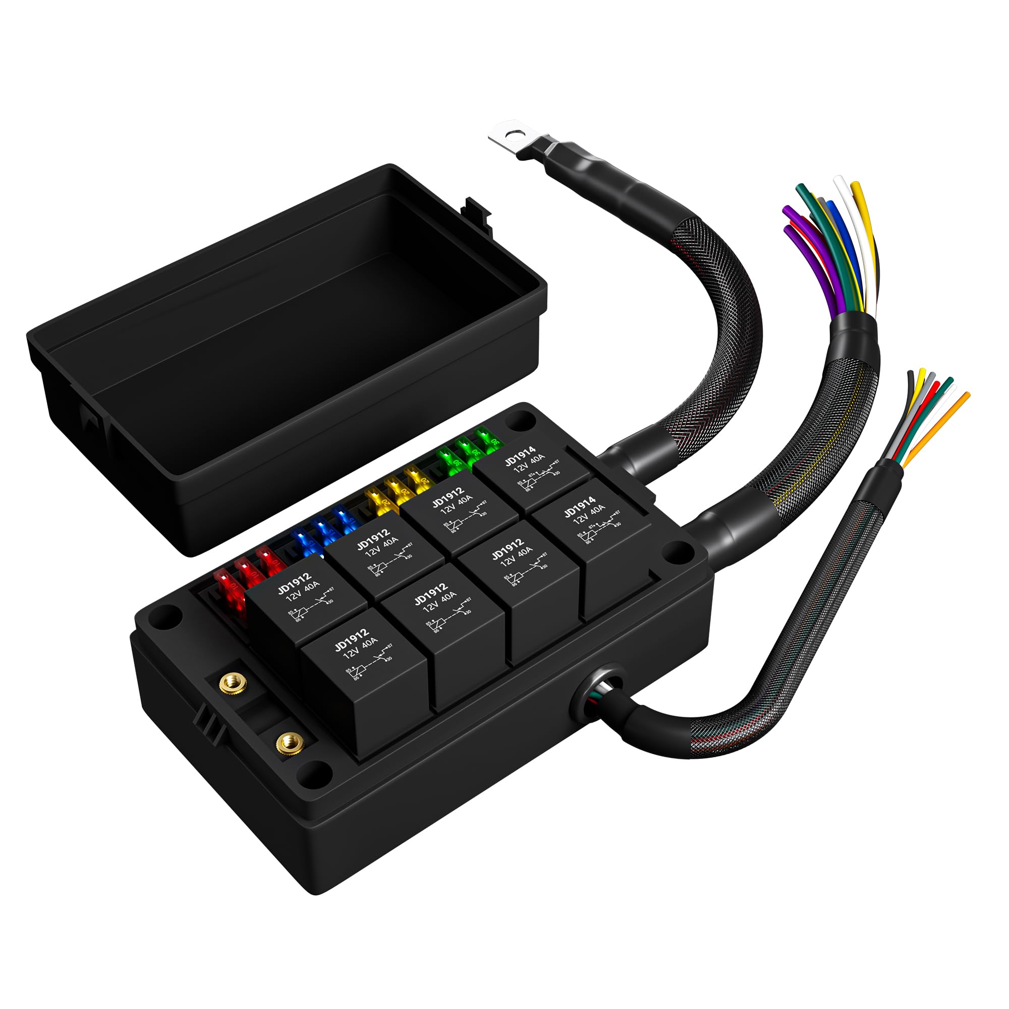 DAIERTEK front view of fuse relay box showing organized layout and quick installation benefit