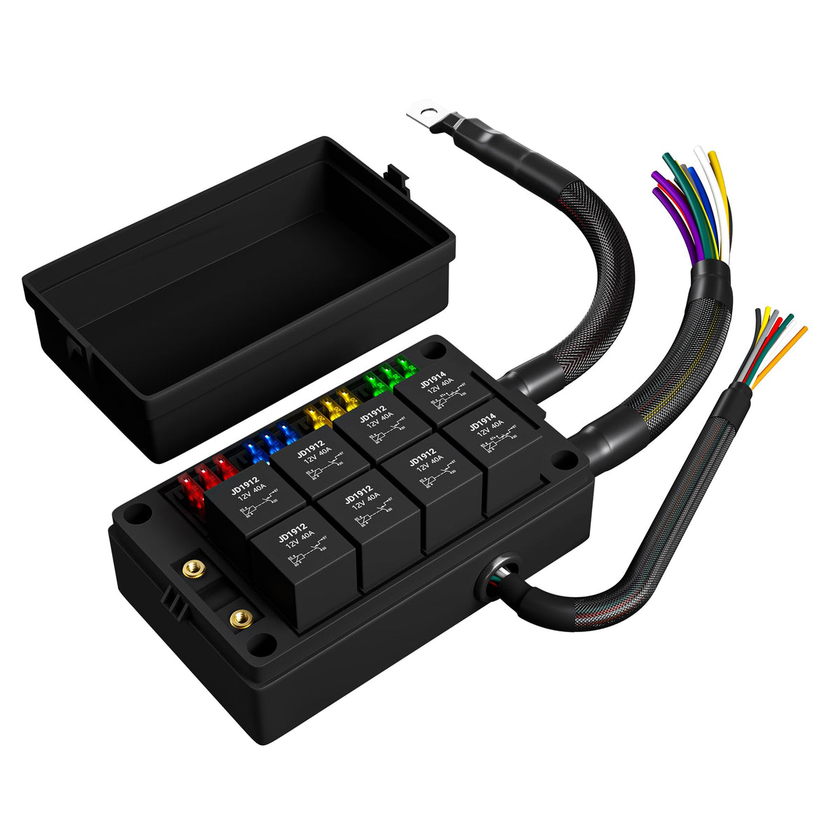 DAIERTEK front view of fuse relay box showing organized layout and quick installation benefit