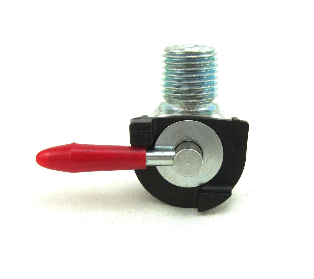 DAMINEDING front view of mini petcock showing inlet and outlet, clear replacement fit