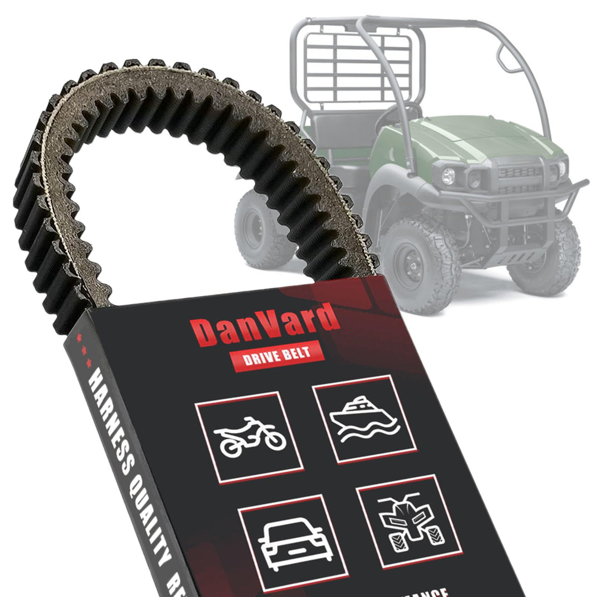 DanVard drive belt front packaging showing fitment and benefit