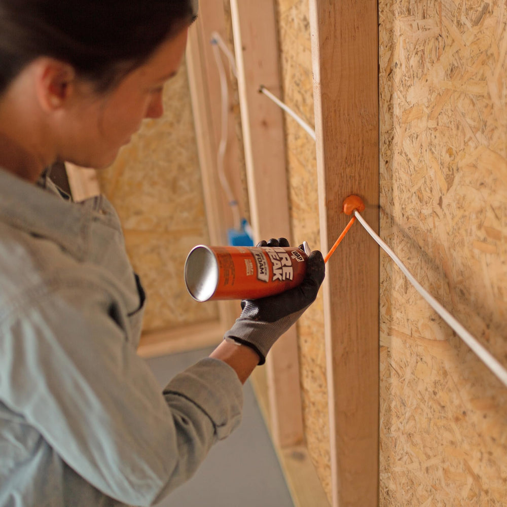DAP FireBreak applied to HVAC penetration showing brand blocking air and flame paths