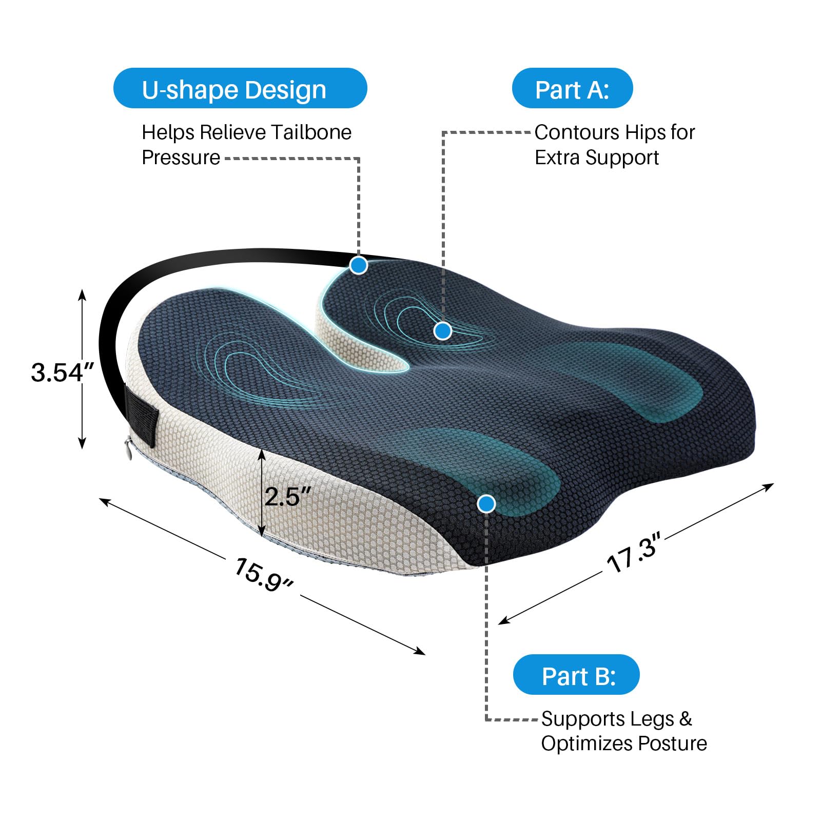 DAPOTUGI memory foam close-up illustrating shock absorption and support