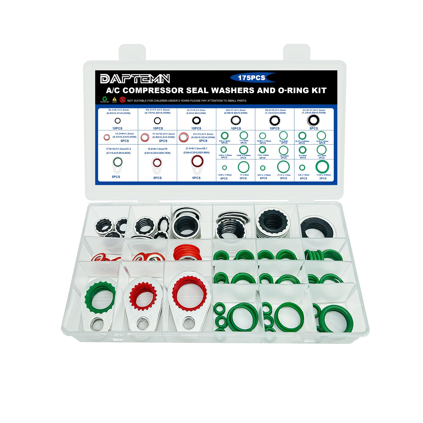 Daptemn front packaging showing full 175-piece kit and benefit of complete selection