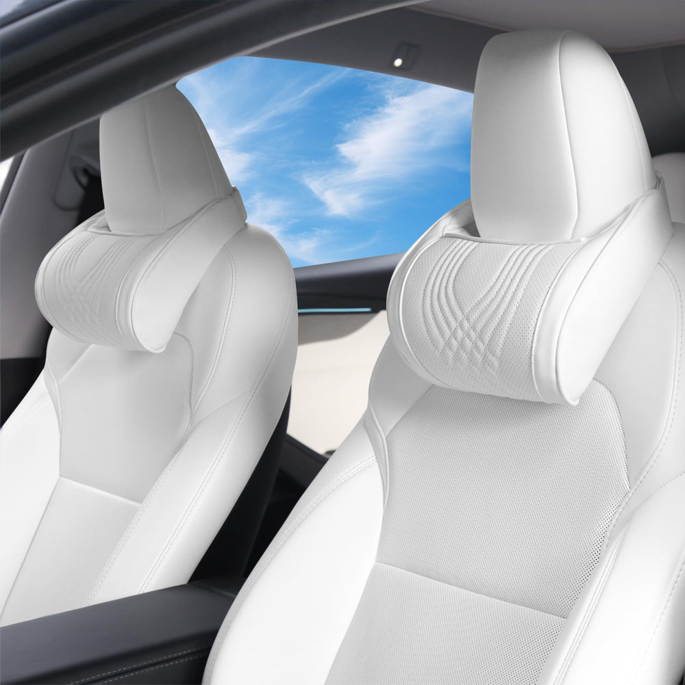 Dapucarin front view two-pack showing clean white headrests and stylish interior upgrade