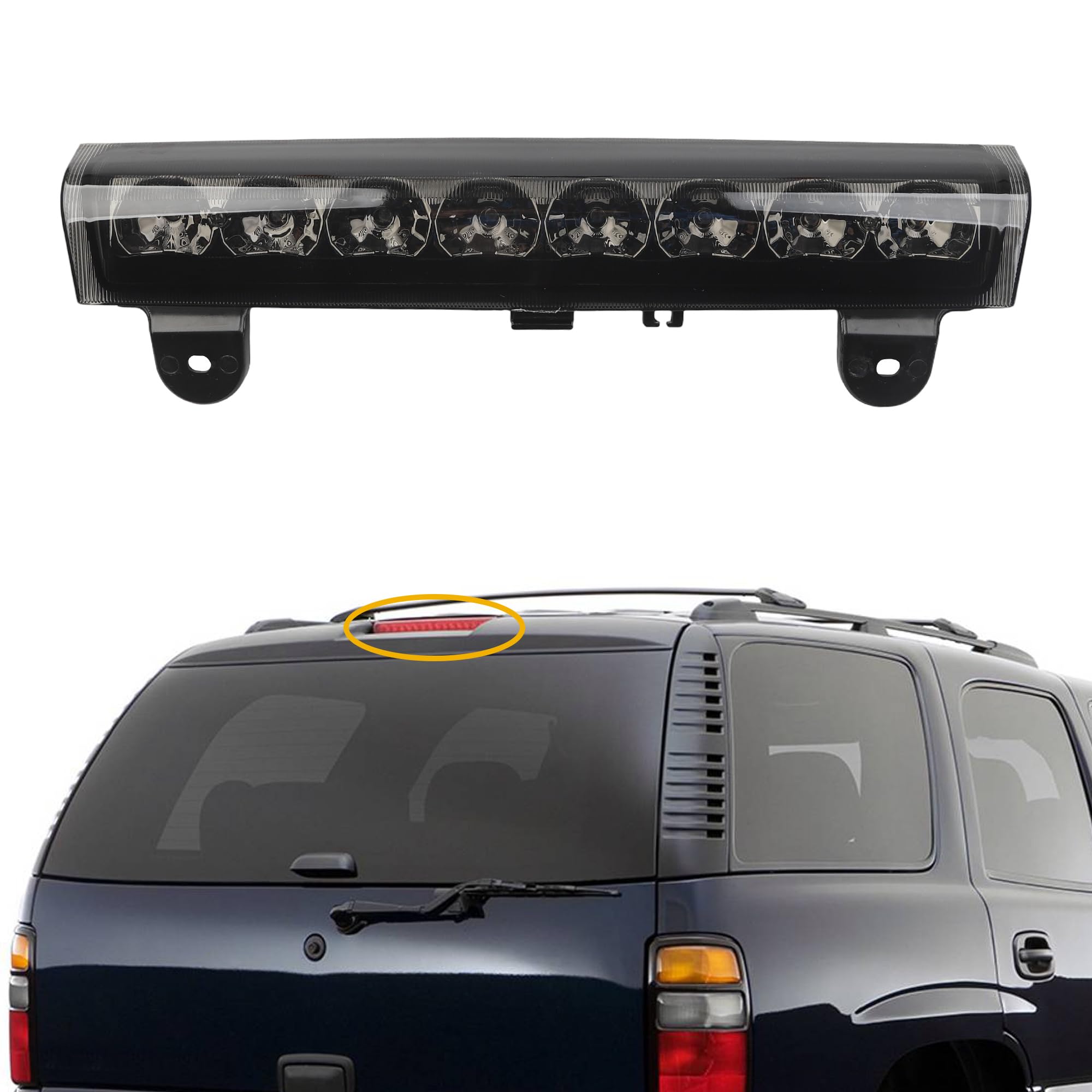 Dasbecan front view of third brake light showing clean fit and OEM look
