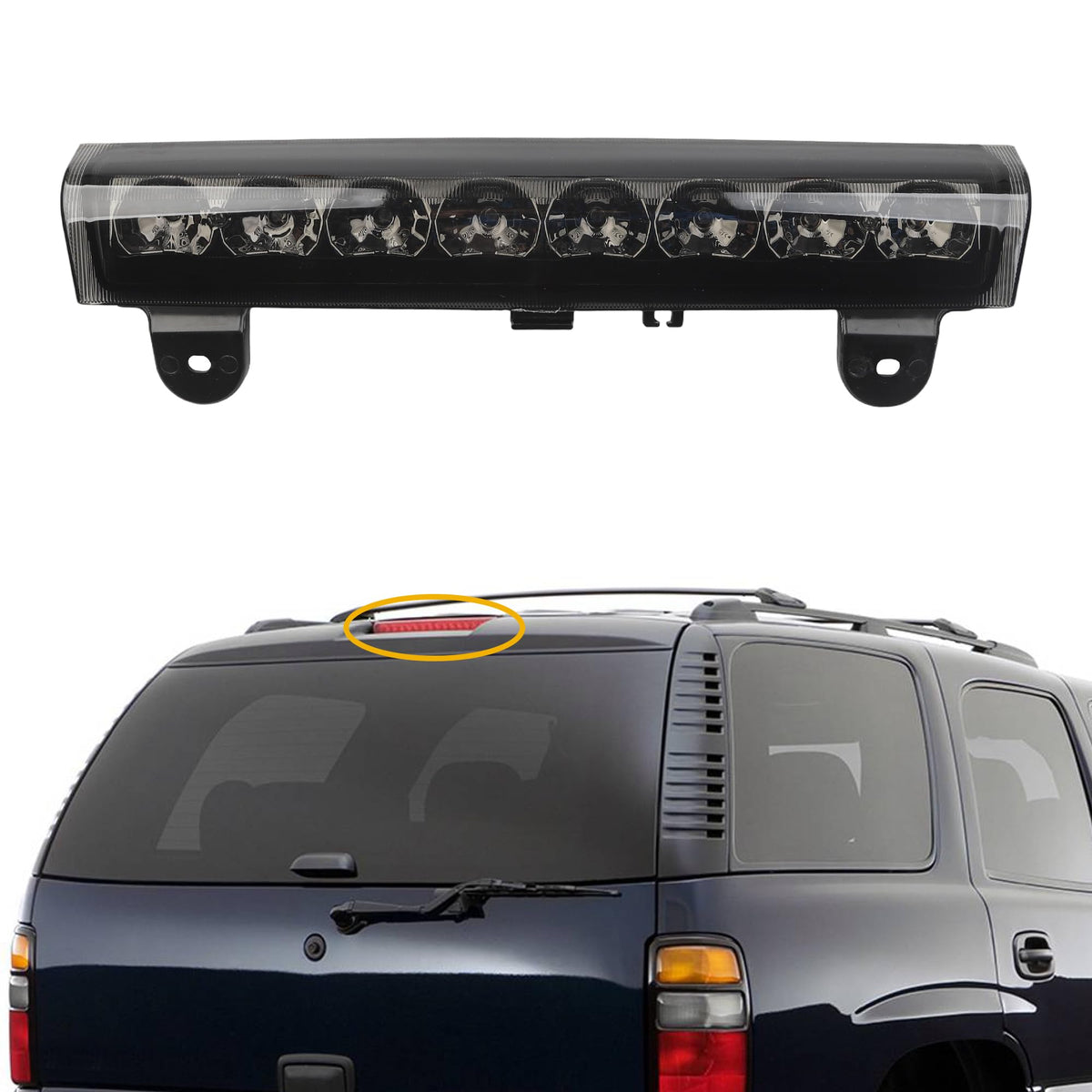 Dasbecan front view of third brake light showing clean fit and OEM look