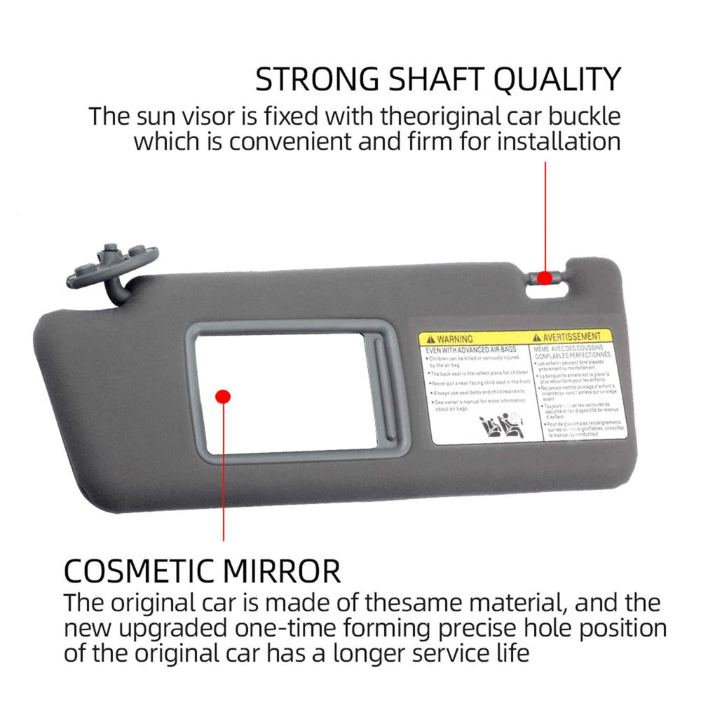 Dasbecan installed driver-side visor in Tacoma showing restored sun protection