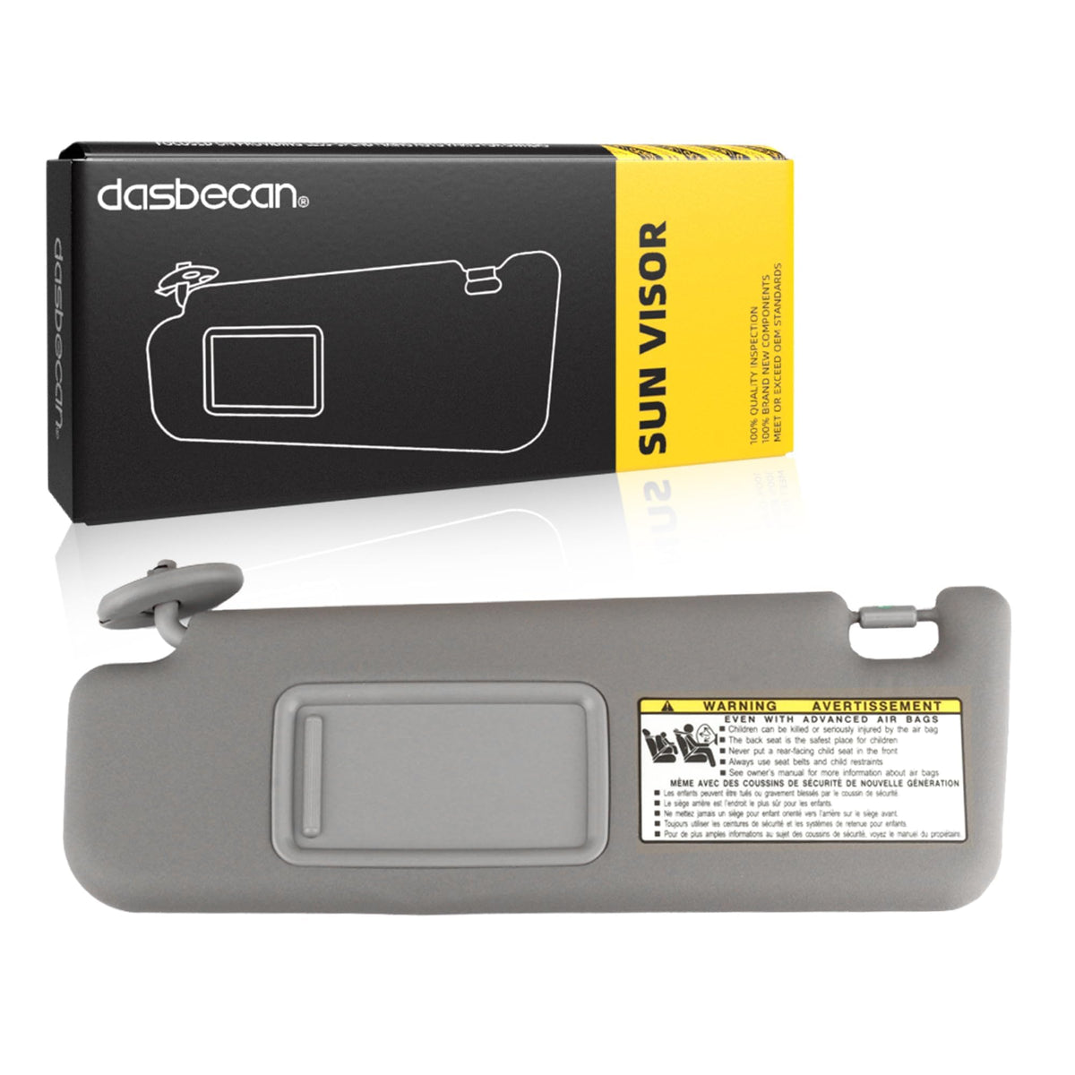 Dasbecan left driver-side visor front view showing clean factory look and fit