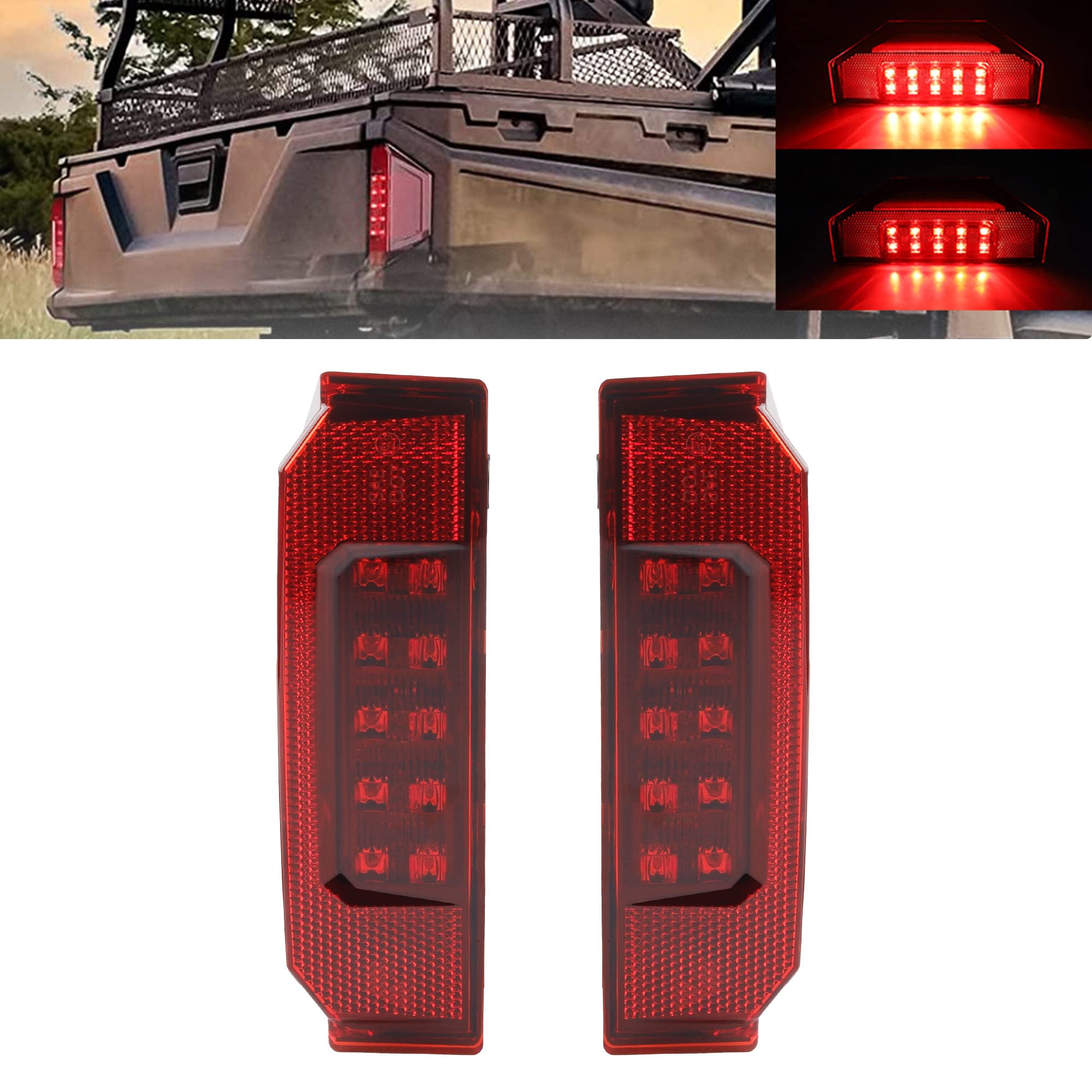 Dasbecan front view of tail lights showing complete assembly and improved visibility