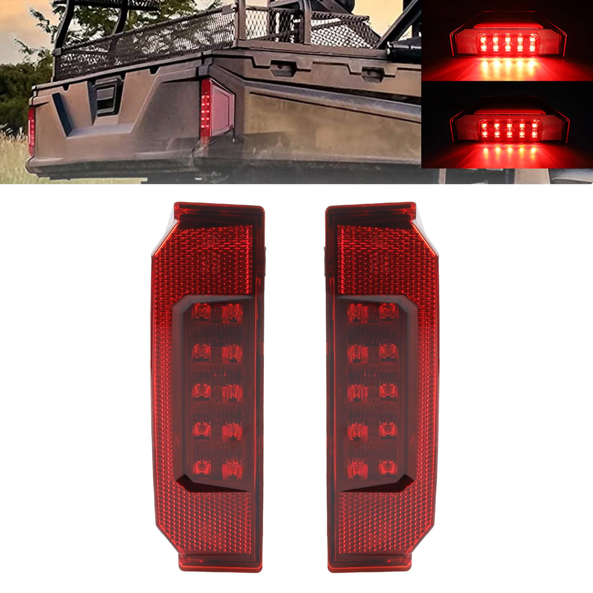Dasbecan front view of tail lights showing complete assembly and improved visibility