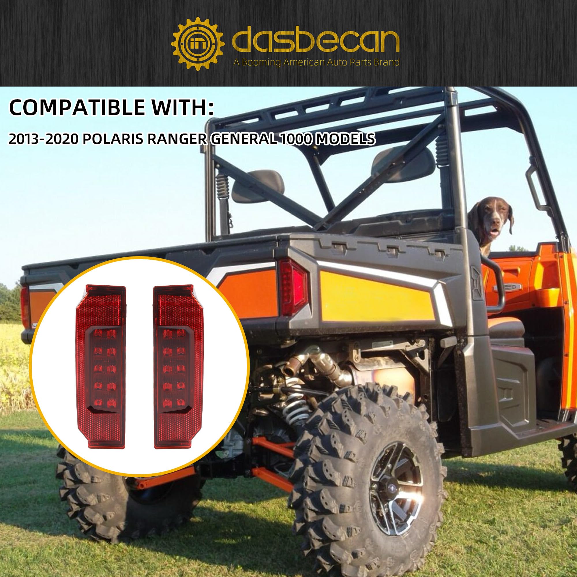 Dasbecan illuminated tail lights at night showing clear light output and safety