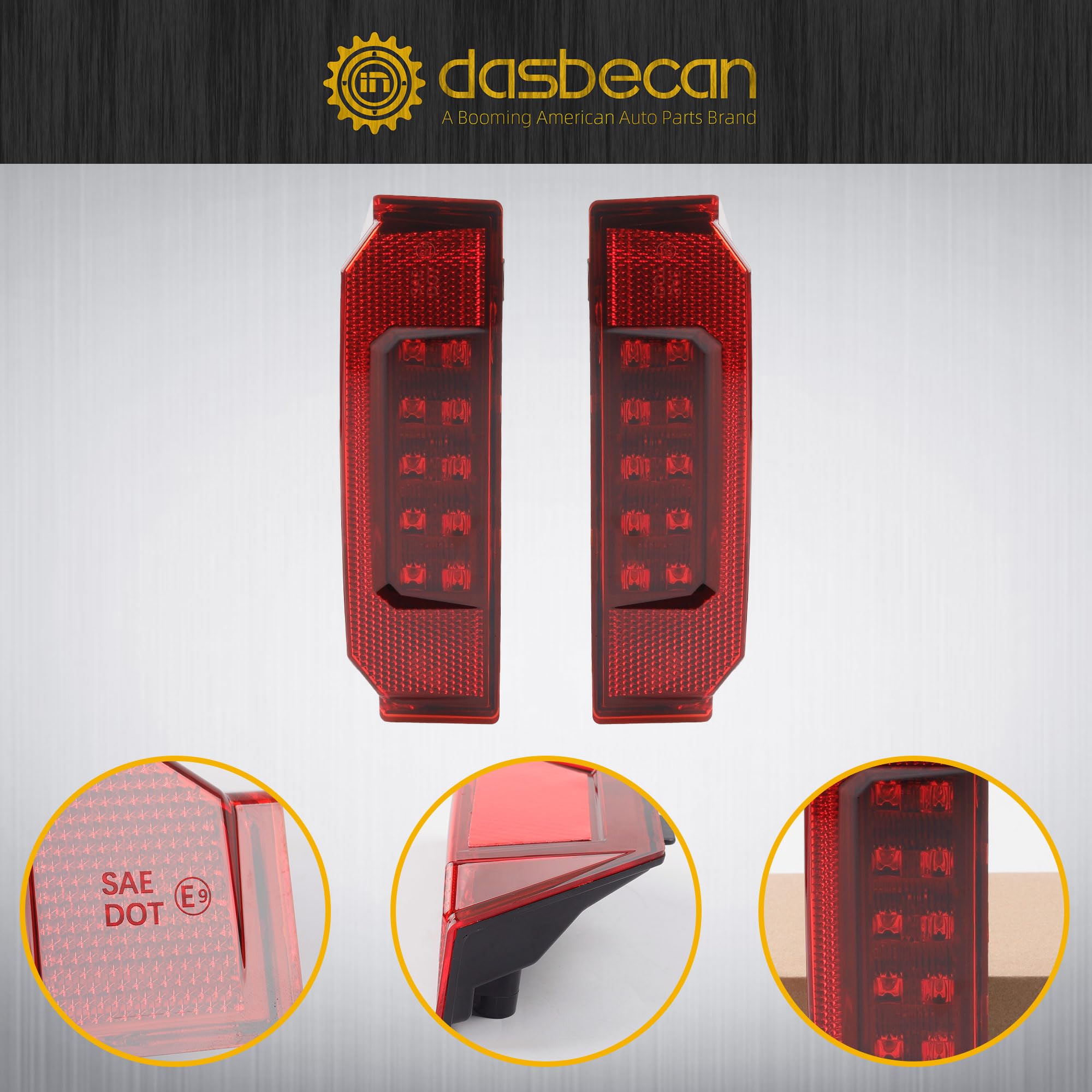 Dasbecan tail light held in hand for scale to confirm correct replacement size