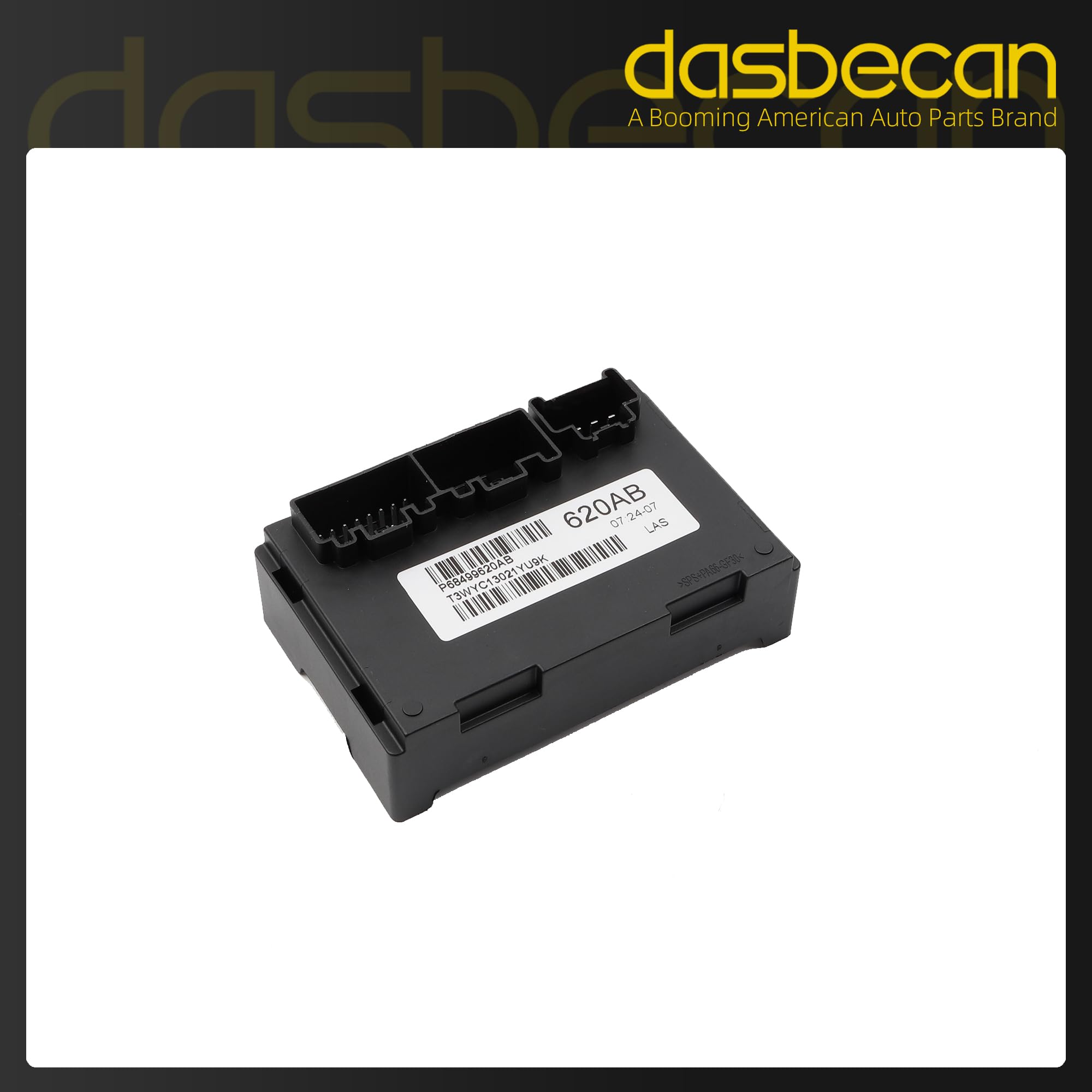 Dasbecan transfer case module boxed with label showing correct OE replacement and protected shipping