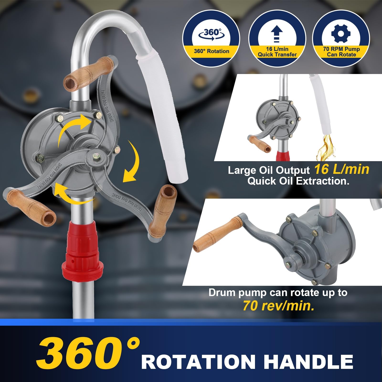 DASBET adjustable suction tube illustrating compatibility with multiple drum depths