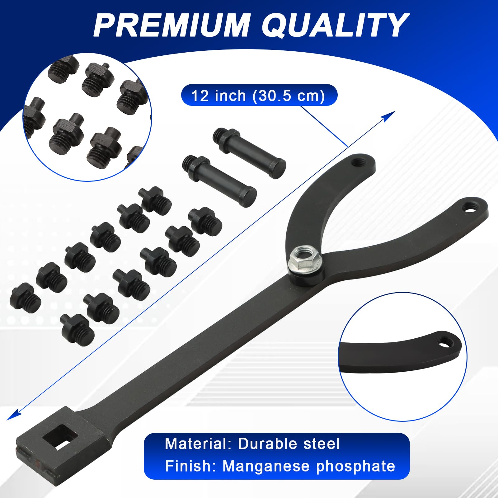 DASBET close-up of interchangeable pins clearly showing sizes for precise fit benefit